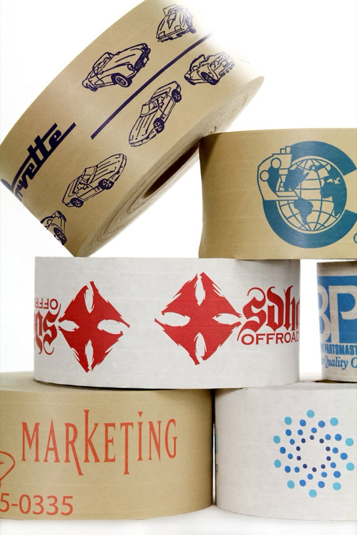 Shipping boxes sealed with custom branded tape