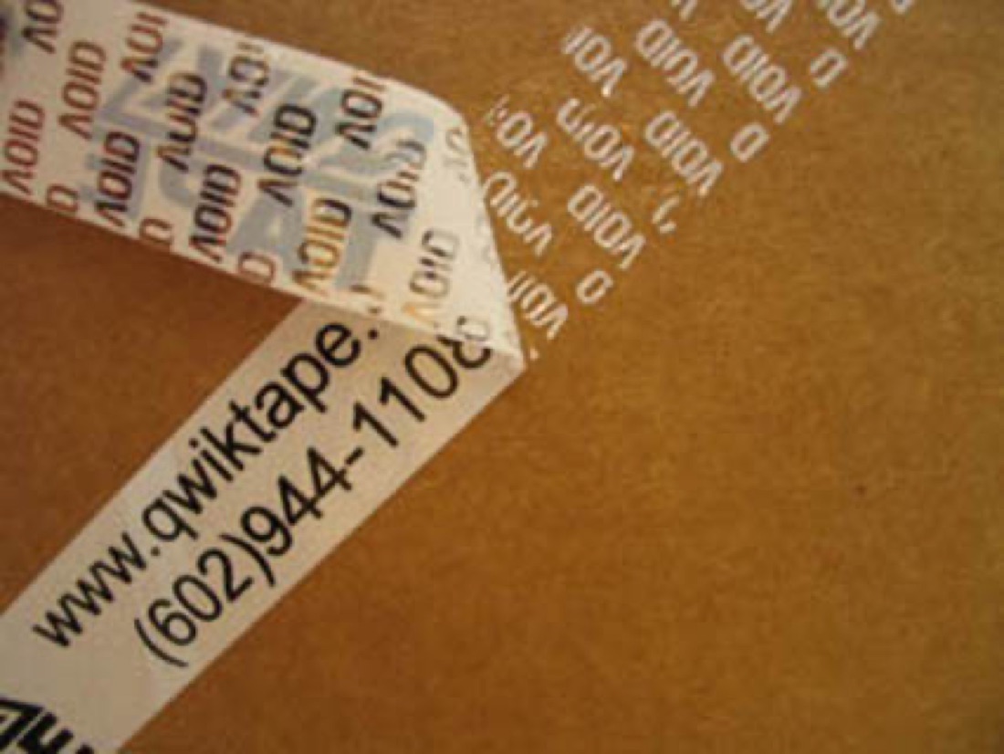 Tamper-evident security tape leaving a void pattern